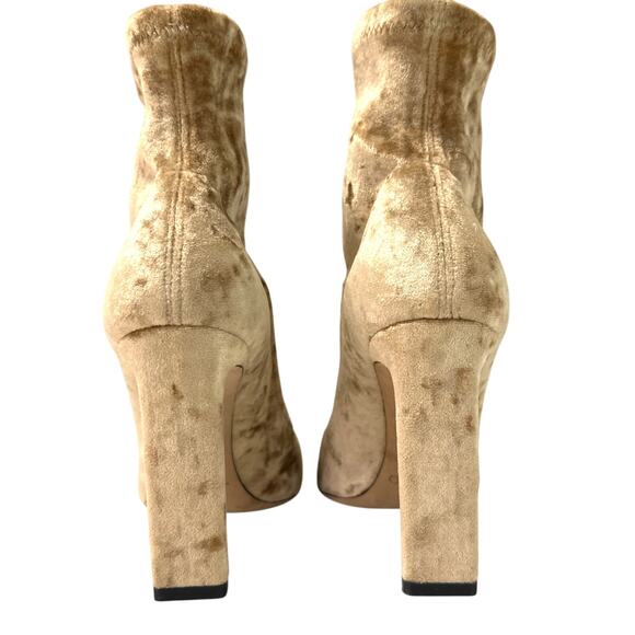 Jimmy Choo Louella 90 Velvet Sock Booties Golden Tan IT 36 US 6 - Picture 4 of 15